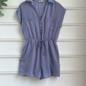 Promesa Shorts Romper Lightweight Satin Pockets Dove‎ Grey Small